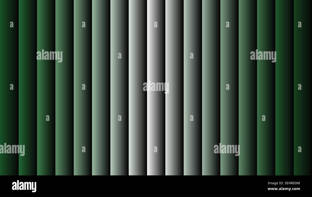 Abstract green and white vertical shutter gradient stripes background Stock Vector