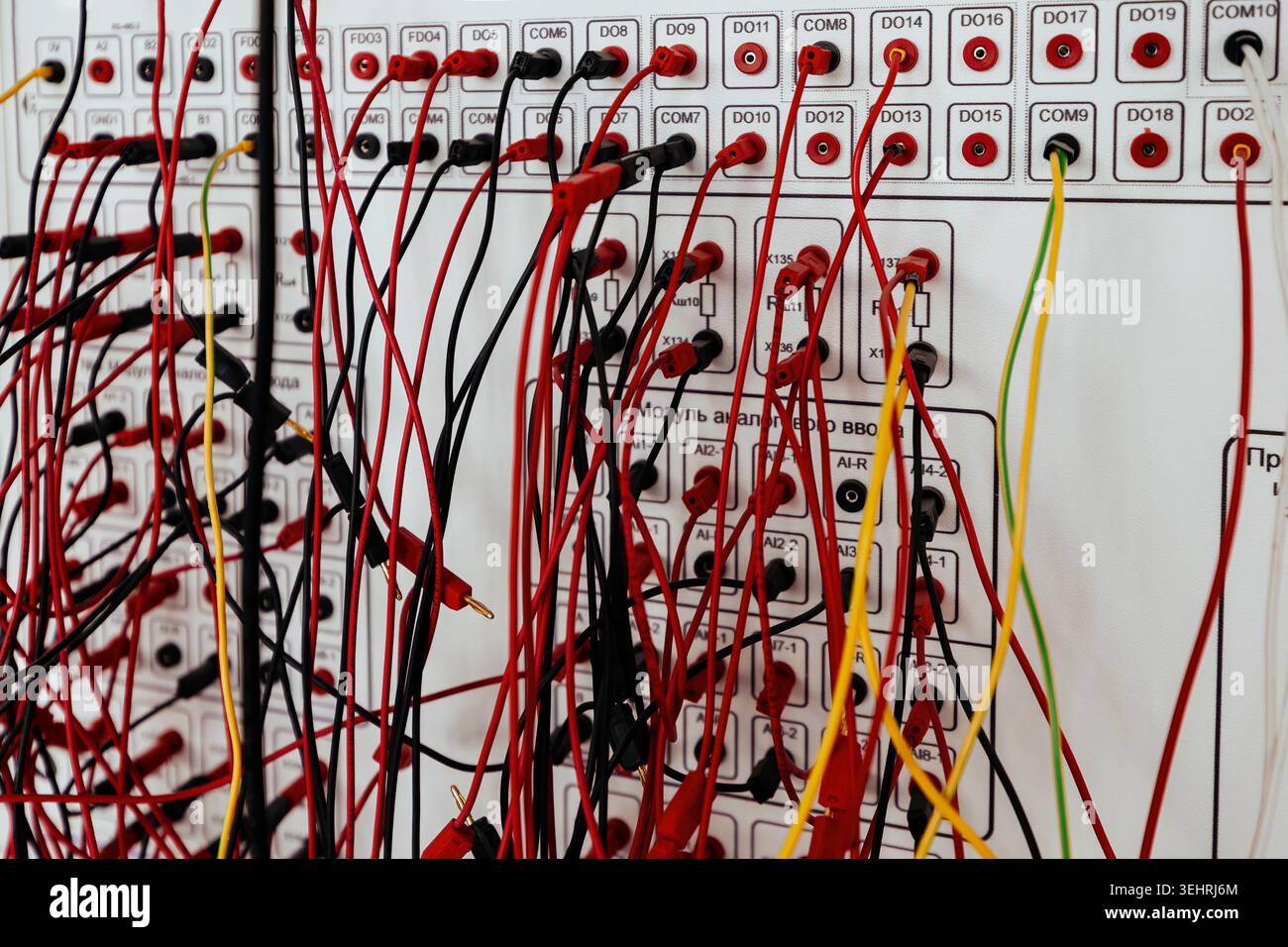 Connecting of cables, close up. Stock Photo