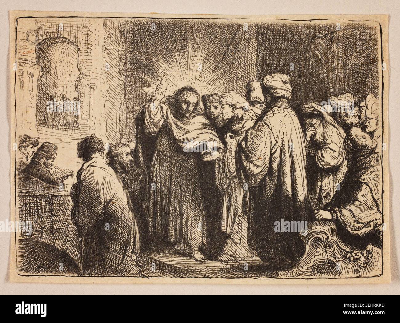 Religious Discourse The Tribute Money by Rembrandt van Rijn, c. 1634, depicting a crowd of ...
