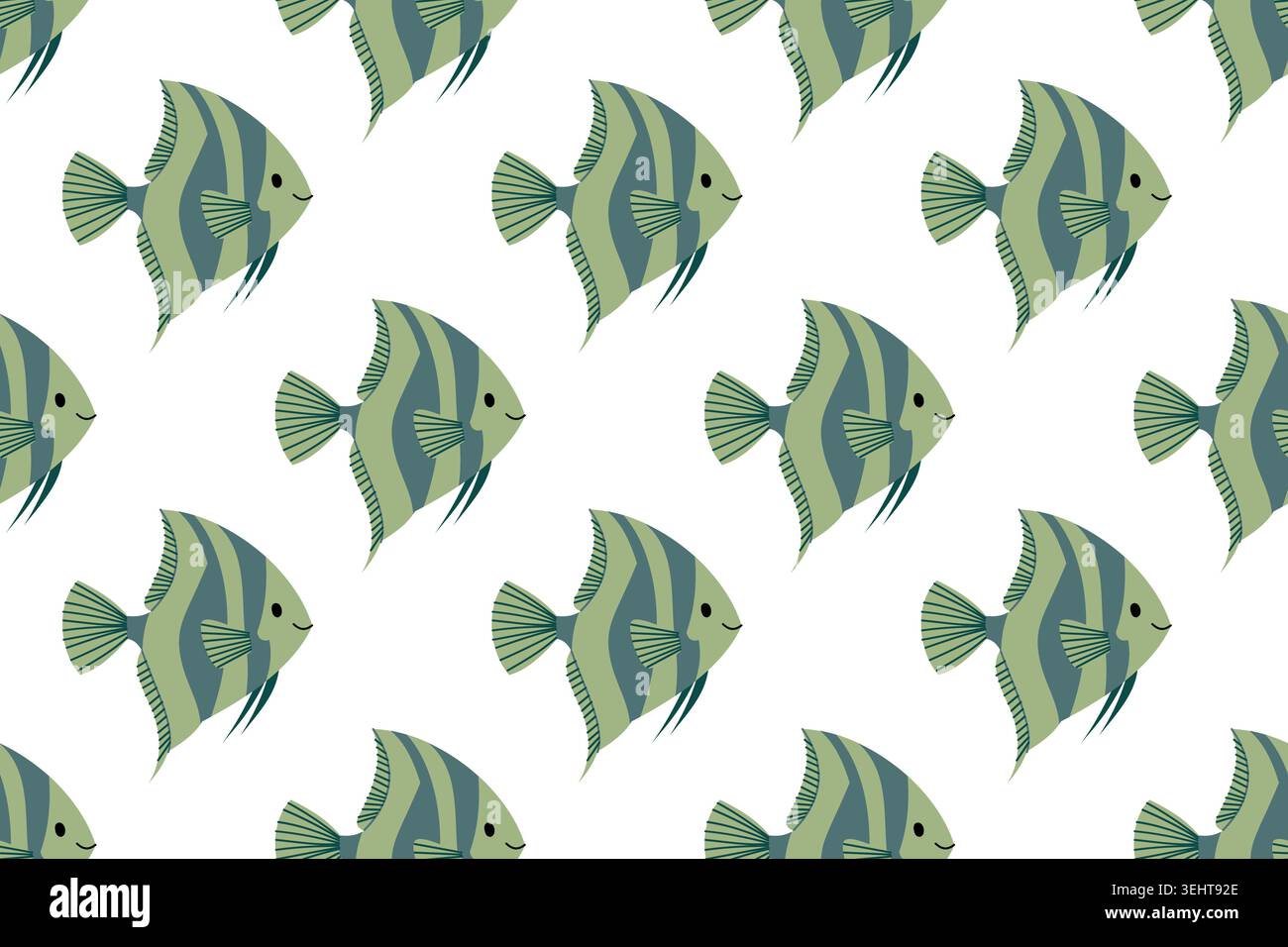 Cute Angelfish Vector Seamless Pattern Stock Vector