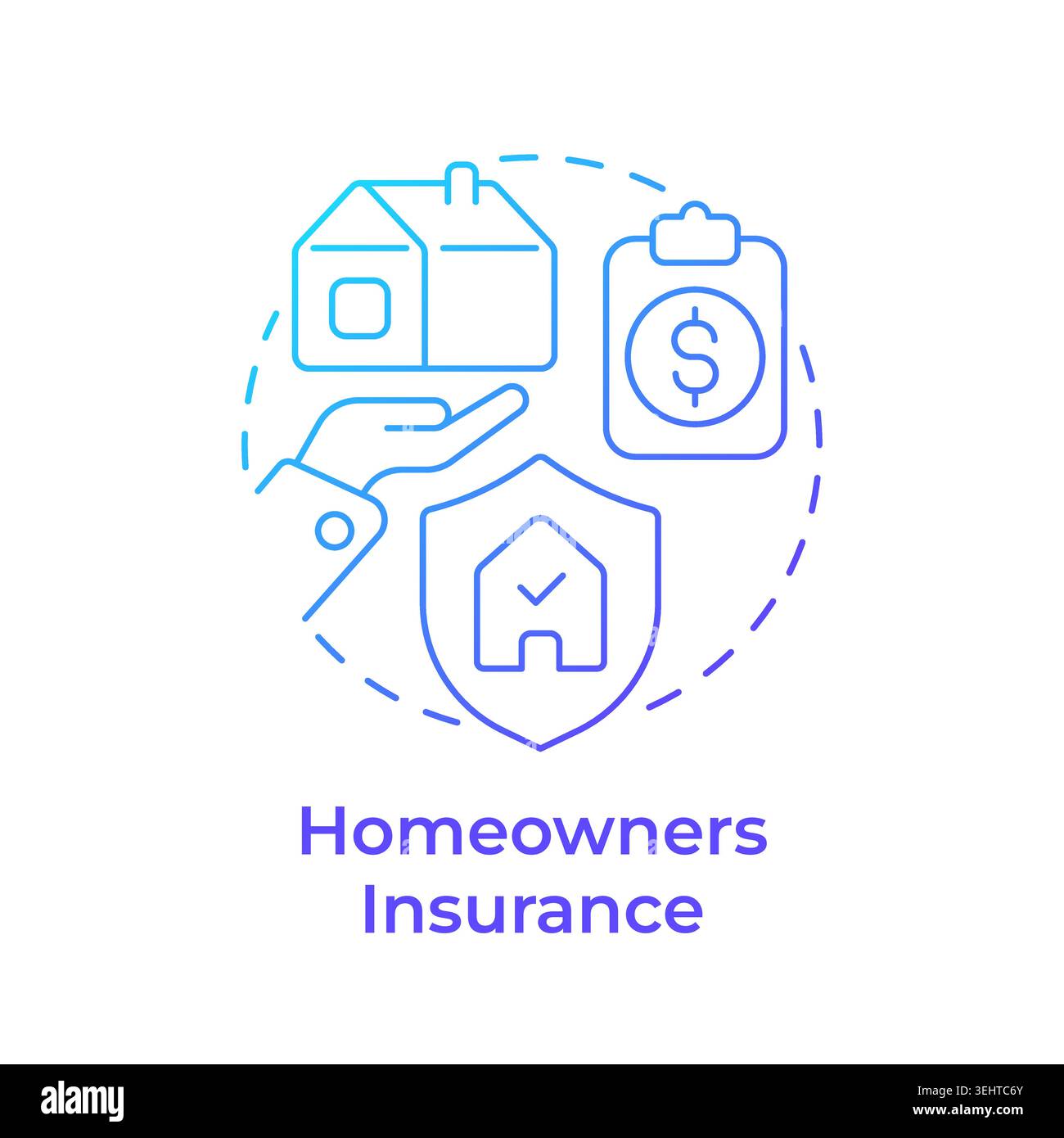 Homeowners insurance blue gradient concept icon Stock Vector