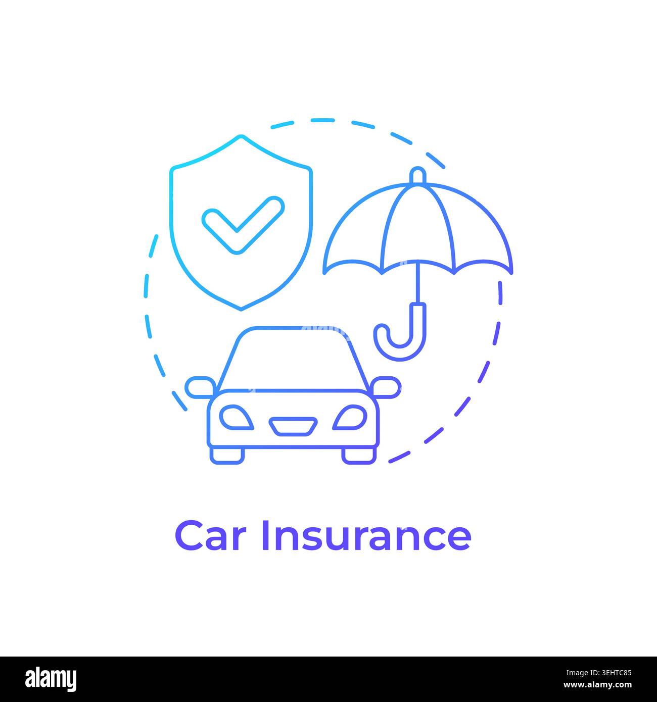 Car insurance blue gradient concept icon Stock Vector