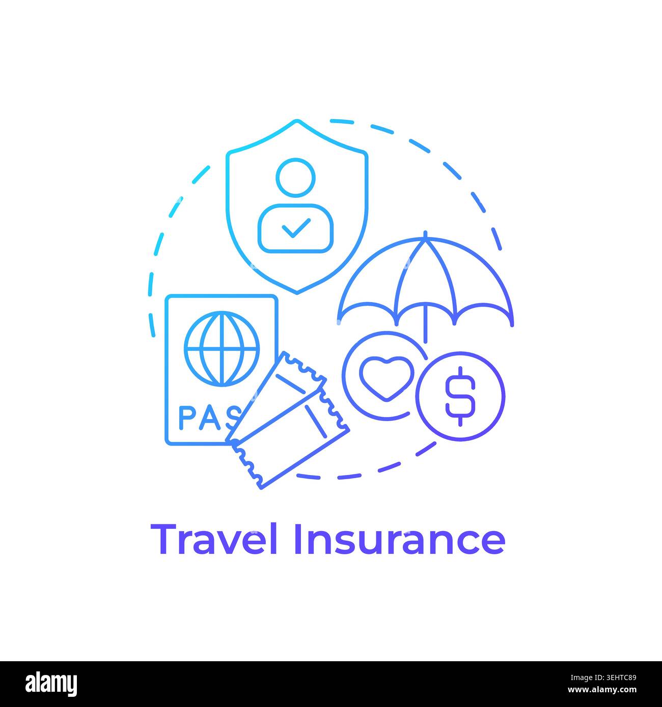 Travel insurance blue gradient concept icon Stock Vector