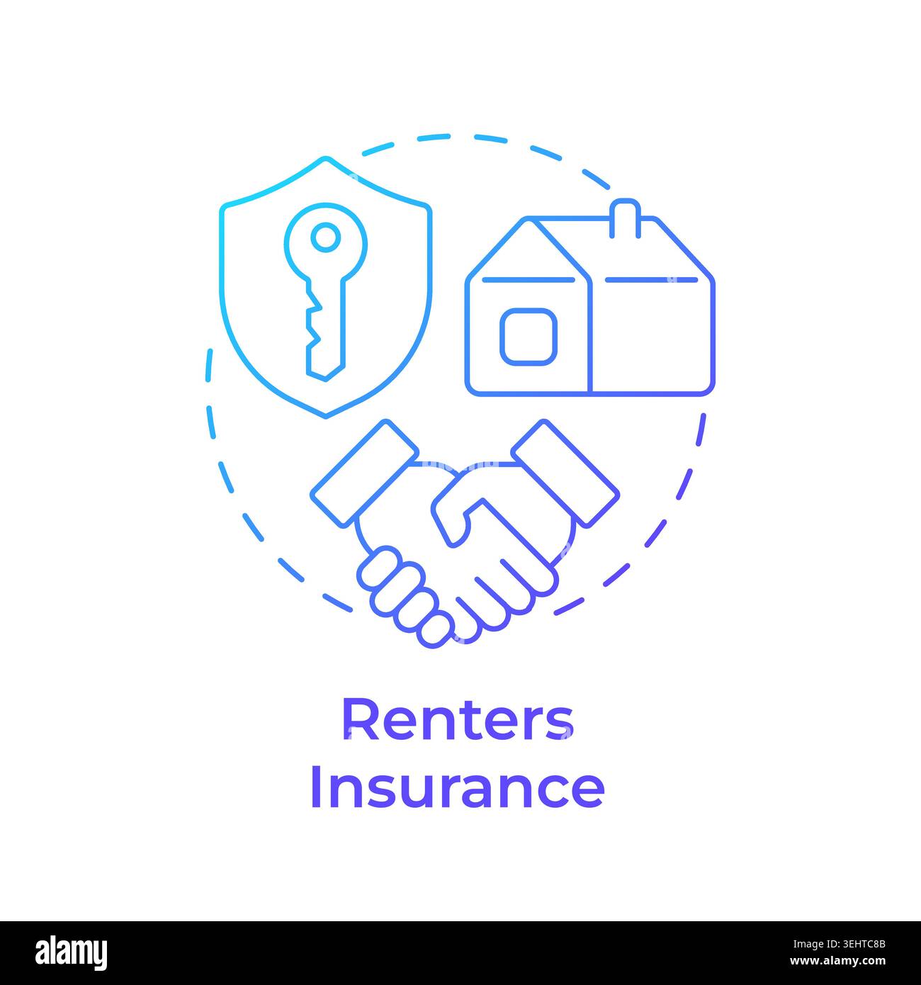 Renters insurance blue gradient concept icon Stock Vector