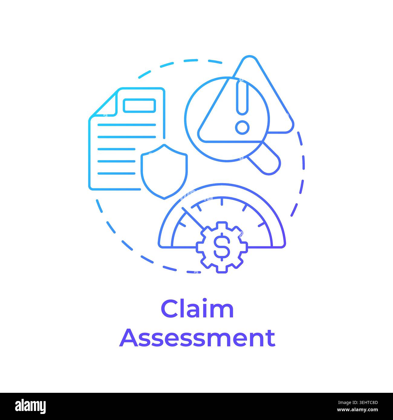Claim assessment blue gradient concept icon Stock Vector
