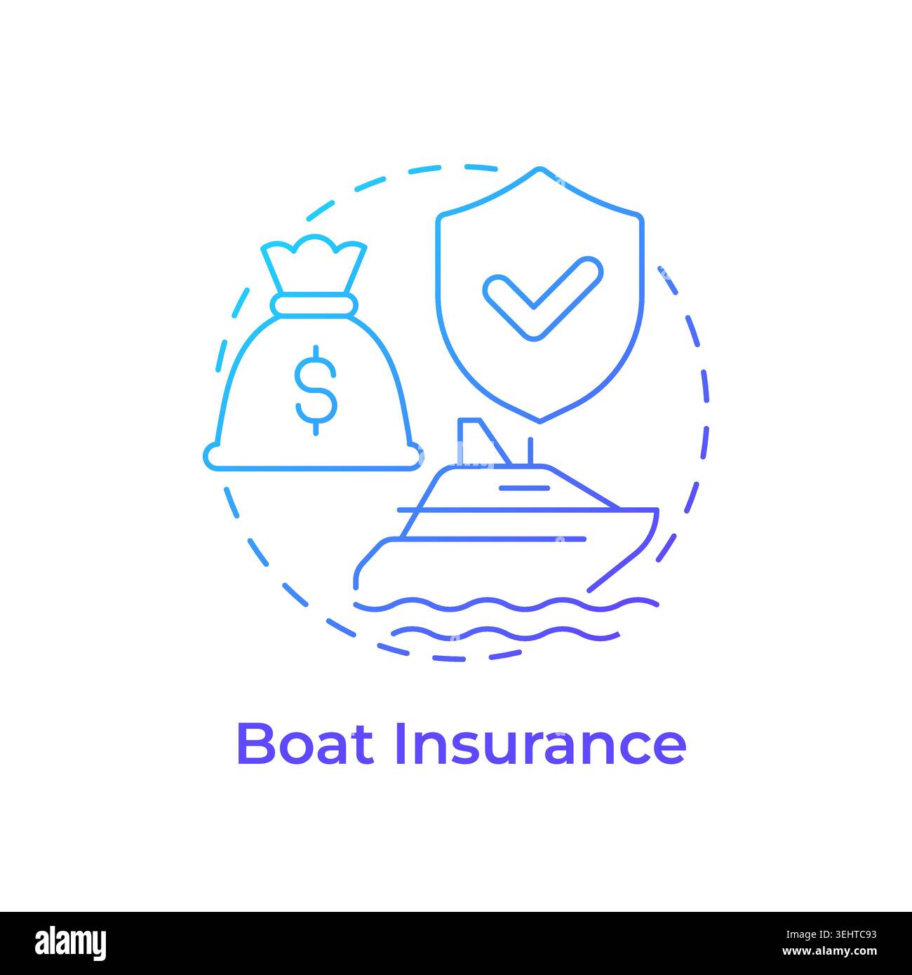 Boat insurance blue gradient concept icon Stock Vector