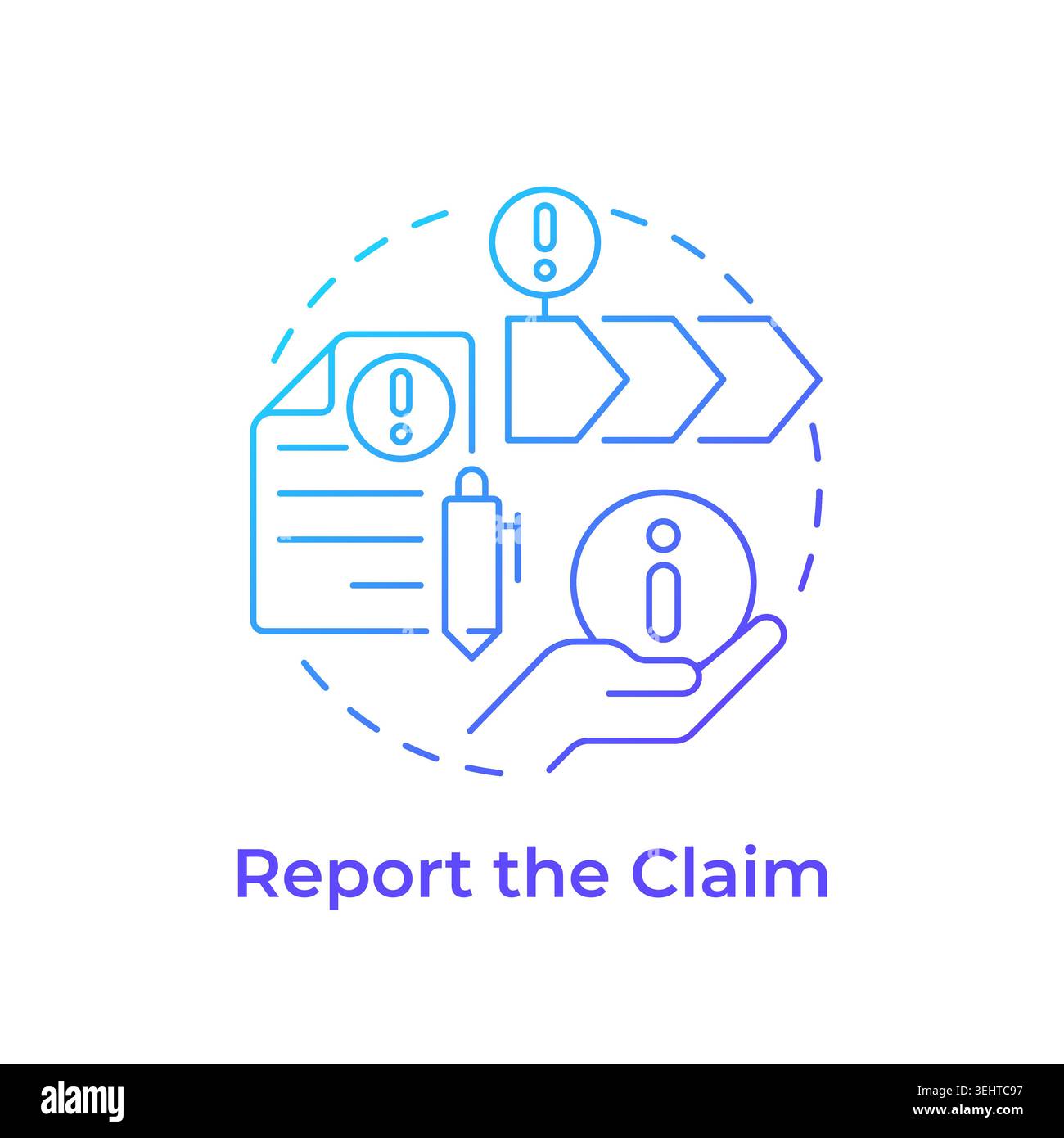 Report the claim blue gradient concept icon Stock Vector