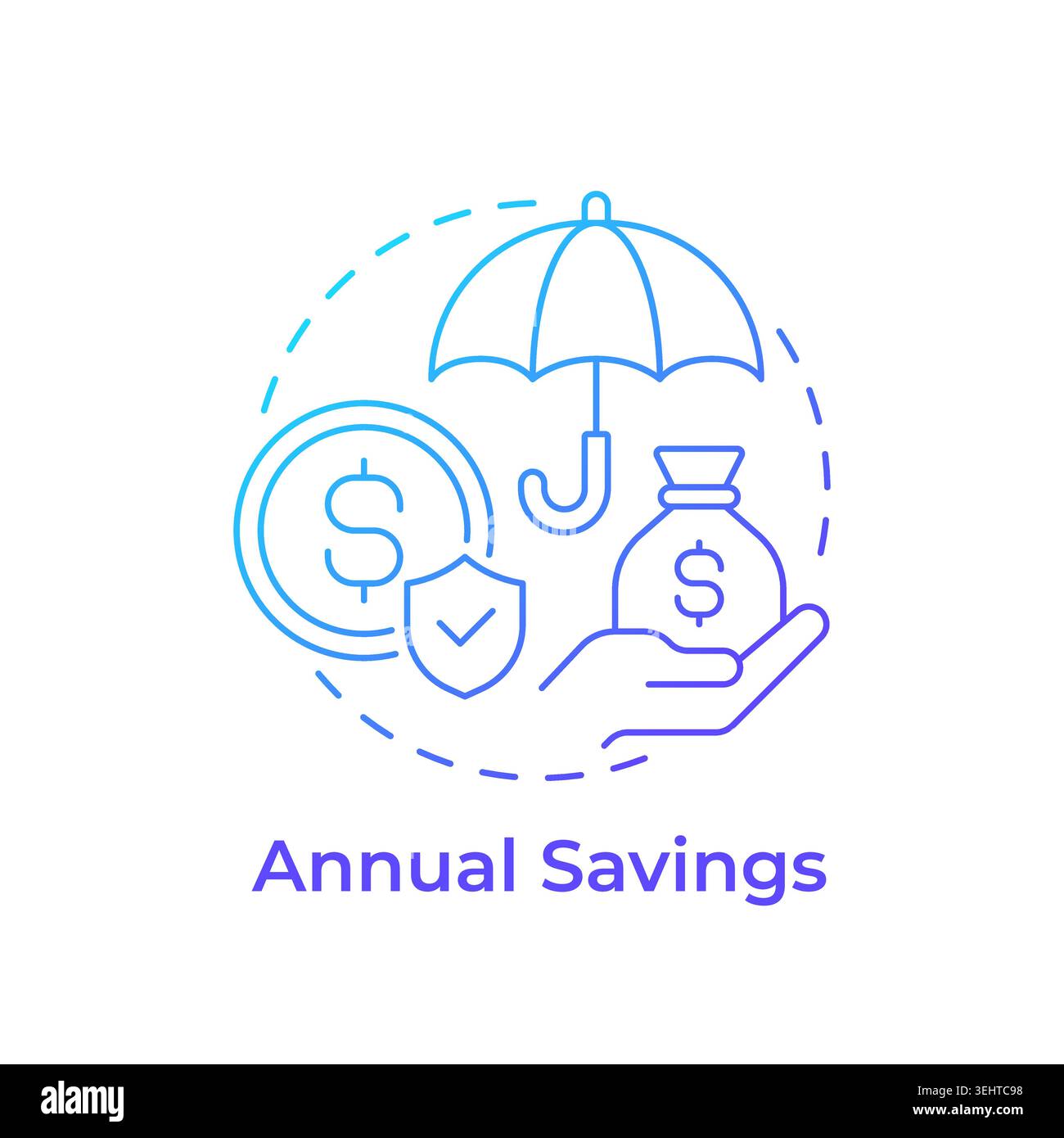 Annual savings blue gradient concept icon Stock Vector