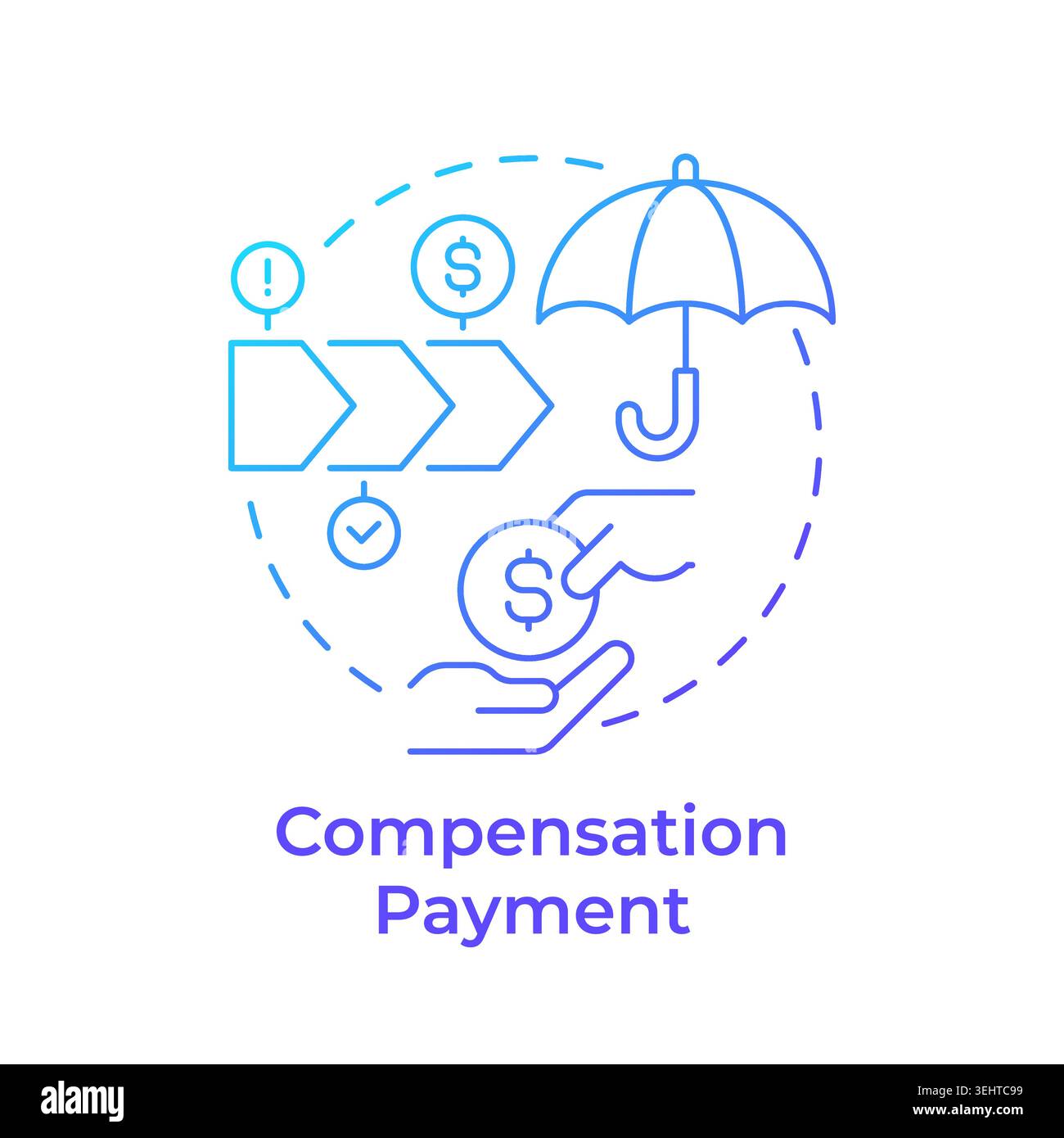Compensation payment blue gradient concept icon Stock Vector