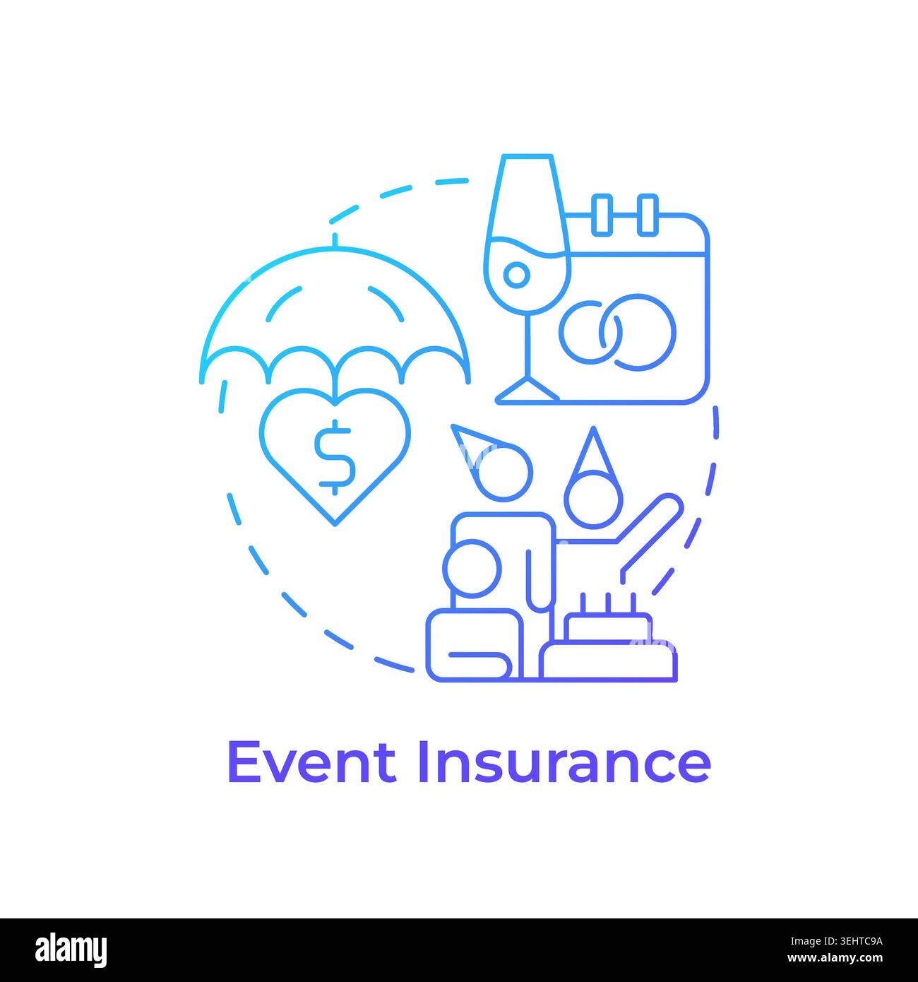 Event insurance blue gradient concept icon Stock Vector