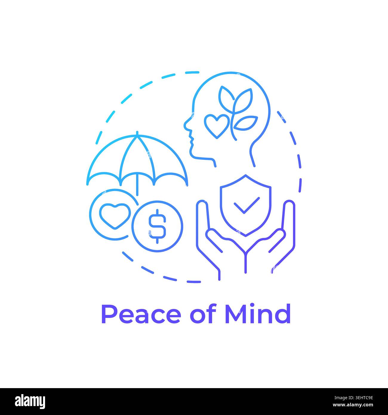 Peace of mind blue gradient concept icon Stock Vector
