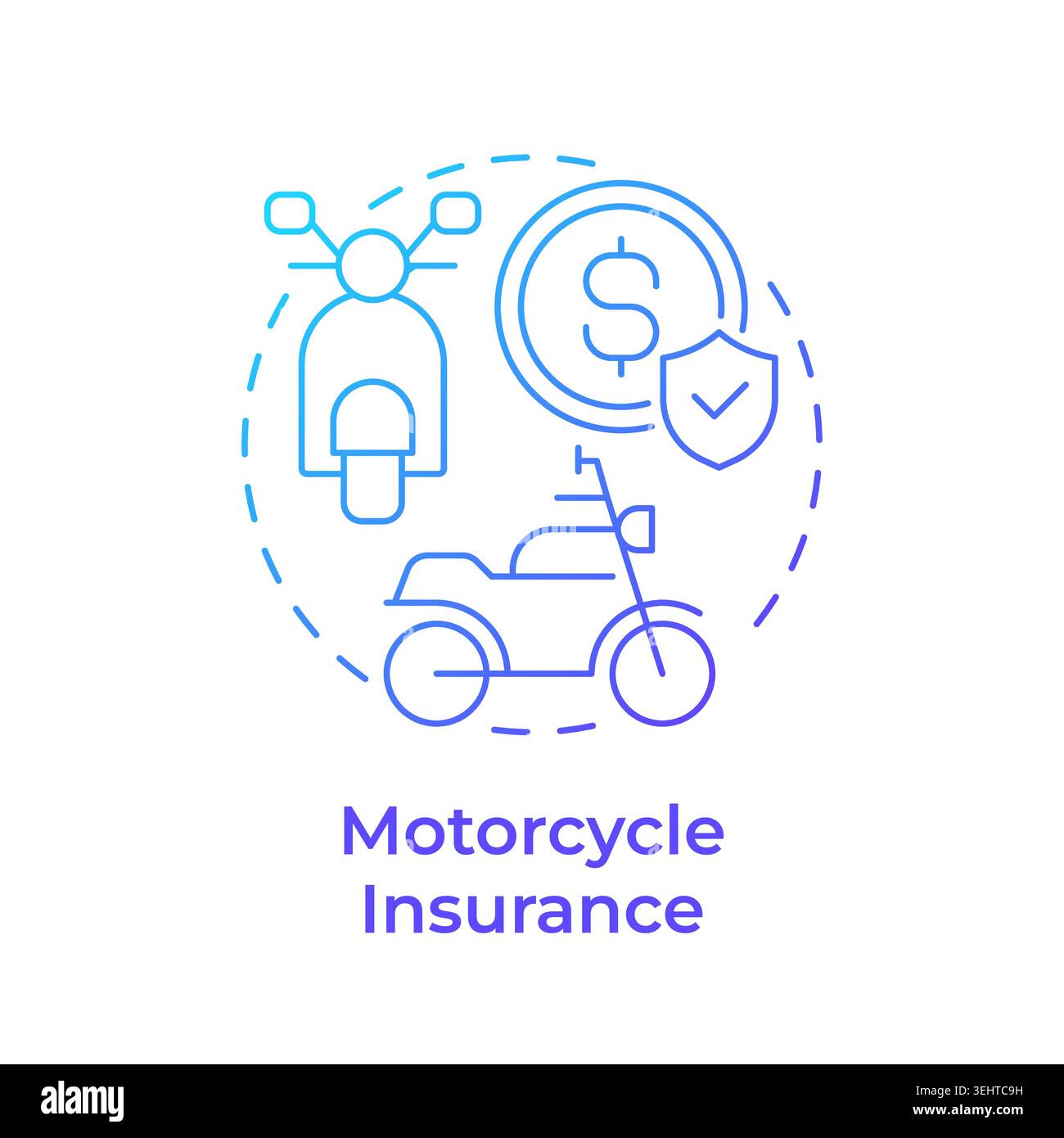 Motorcycle insurance blue gradient concept icon Stock Vector