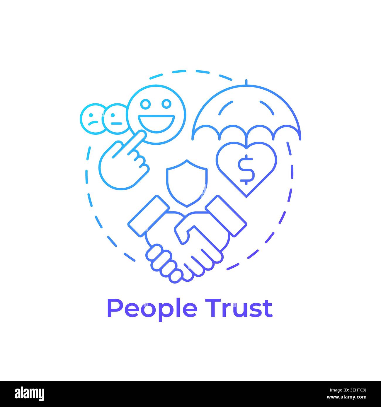 People trust blue gradient concept icon Stock Vector