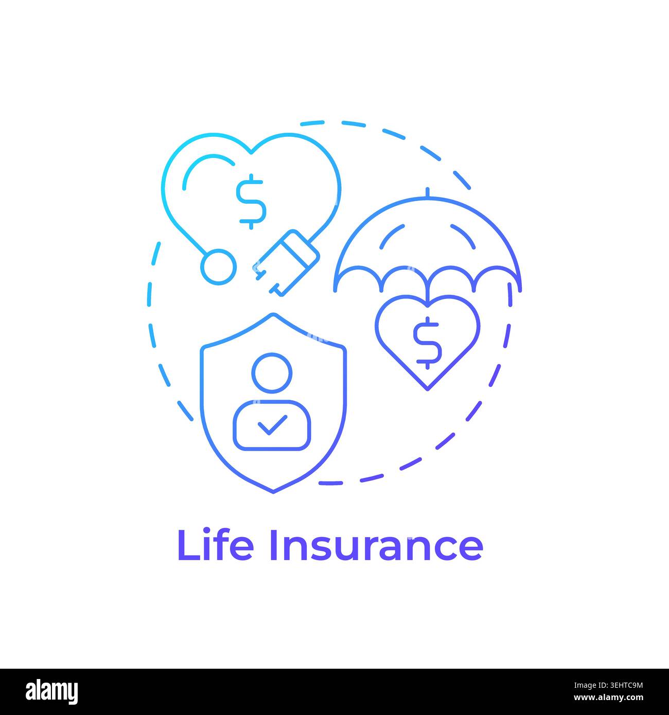 Life insurance blue gradient concept icon Stock Vector
