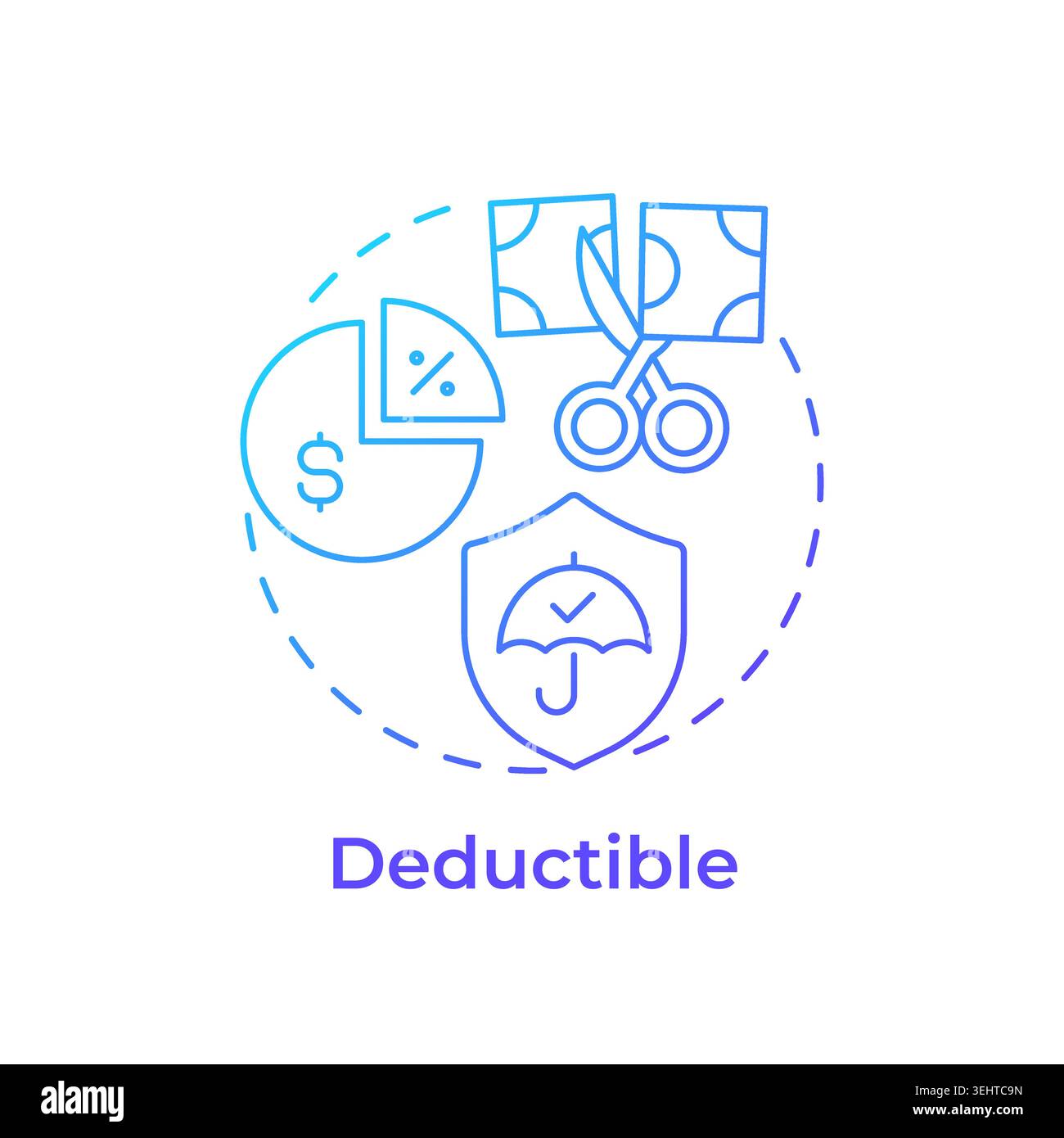 Deductible blue gradient concept icon Stock Vector