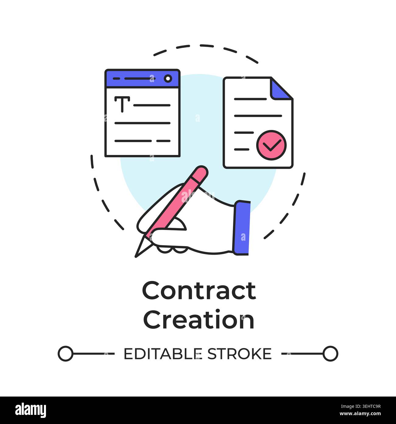 Contract creation multi color concept icon Stock Vector