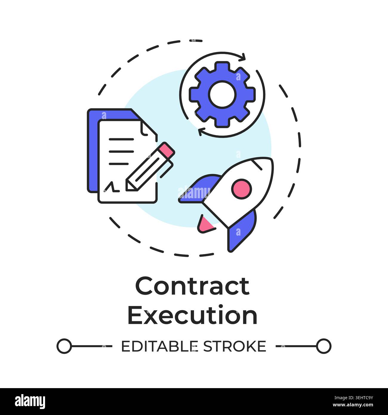 Contract execution multi color concept icon Stock Vector