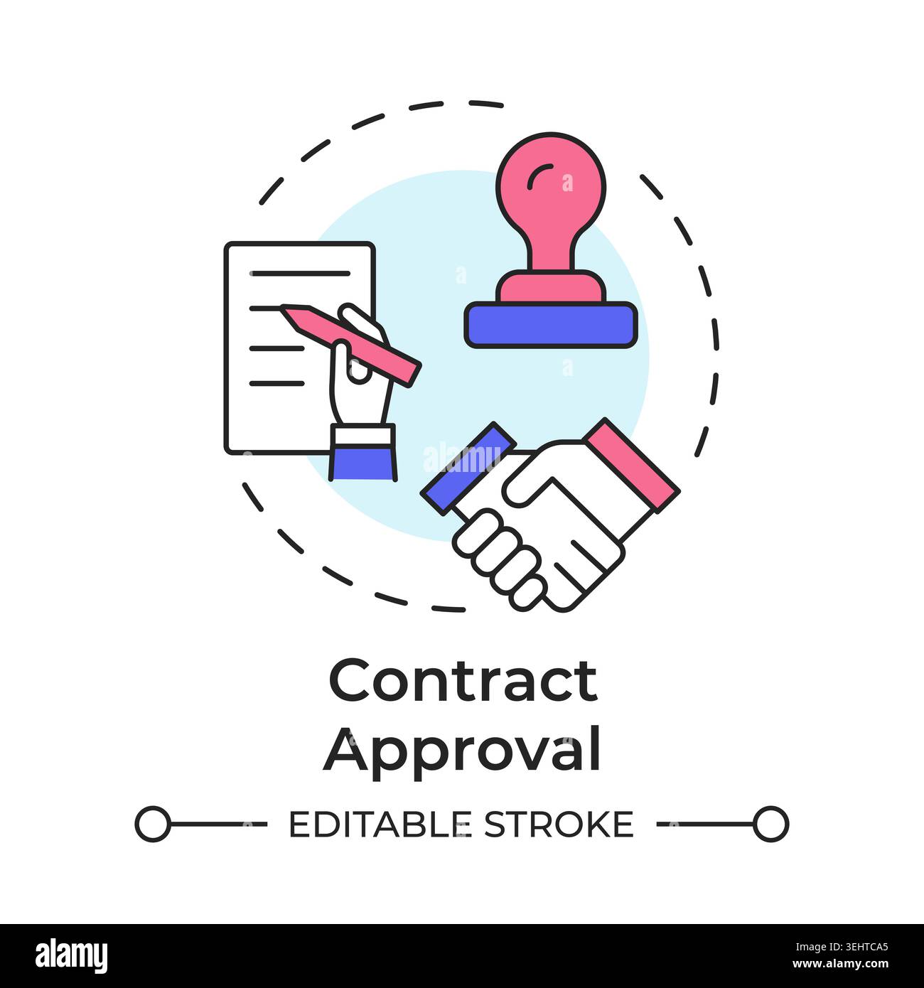 Contract approval multi color concept icon Stock Vector