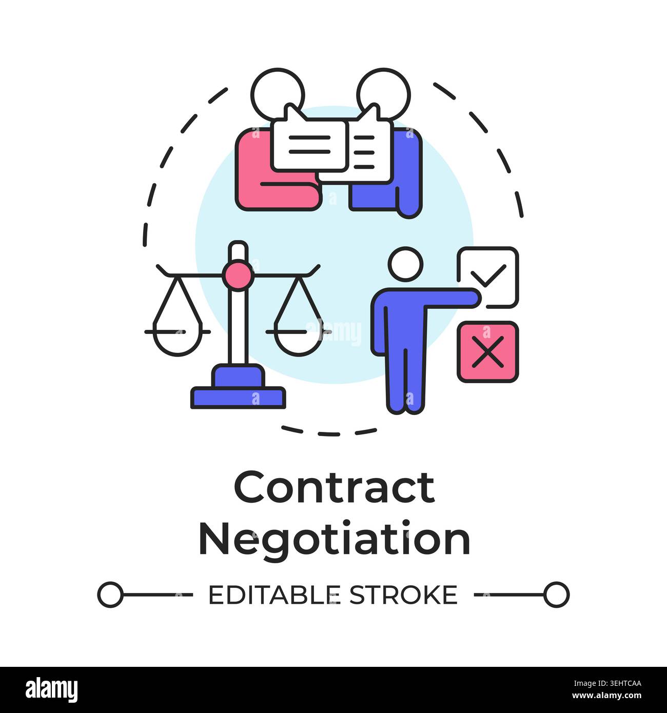 Contract negotiation multi color concept icon Stock Vector