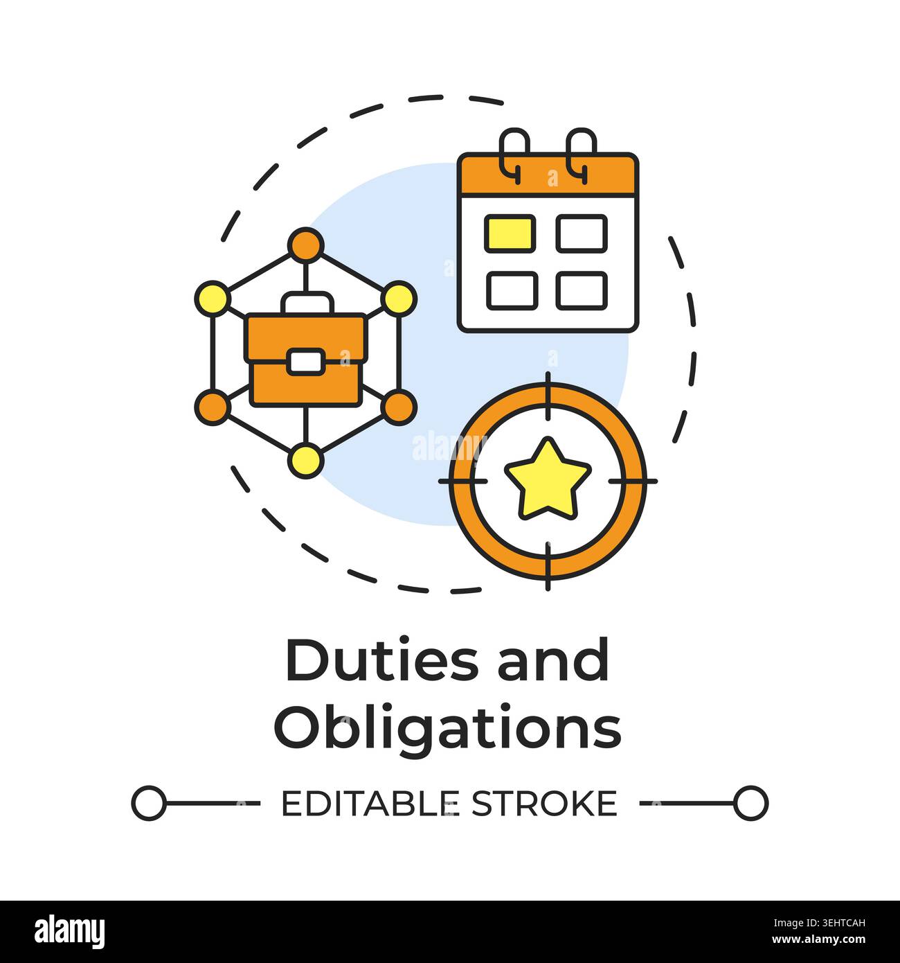 Duties and obligations multi color concept icon Stock Vector