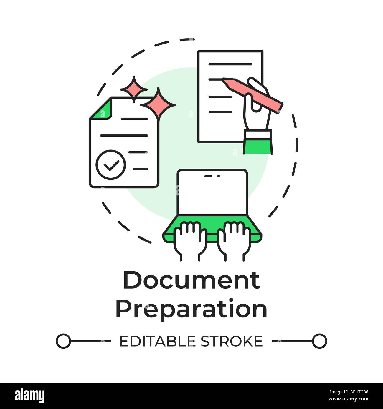 Document preparation multi color concept icon Stock Vector