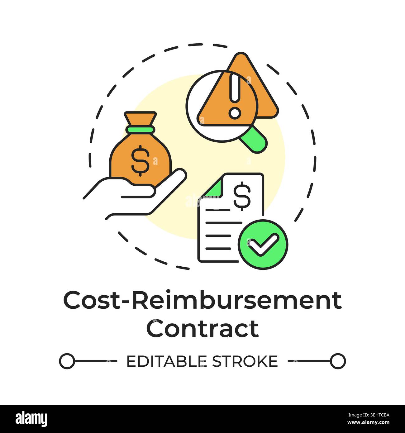 Cost reimbursement contract multi color concept icon Stock Vector
