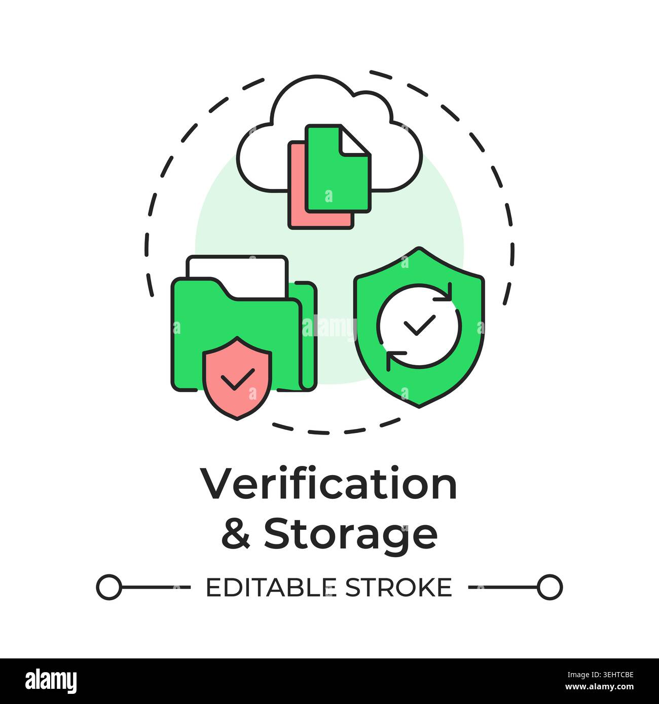 Verification and storage multi color concept icon Stock Vector