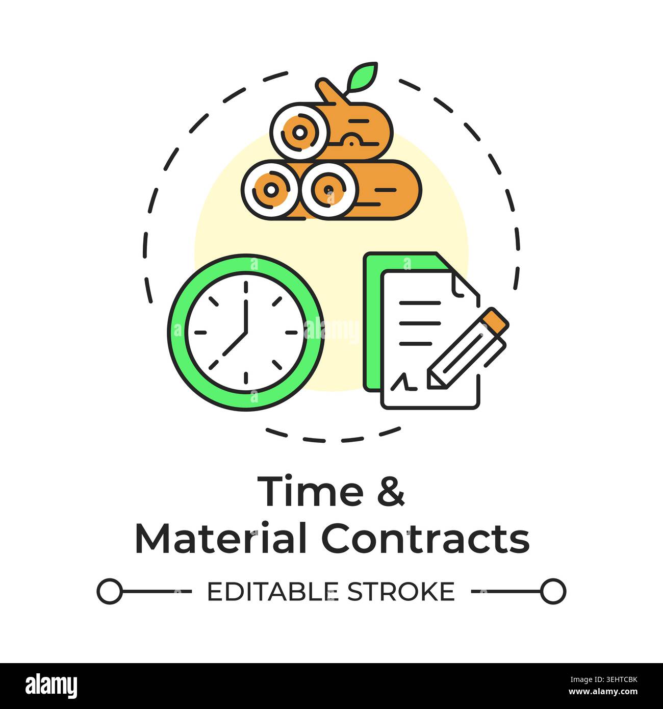 Time and material contracts multi color concept icon Stock Vector