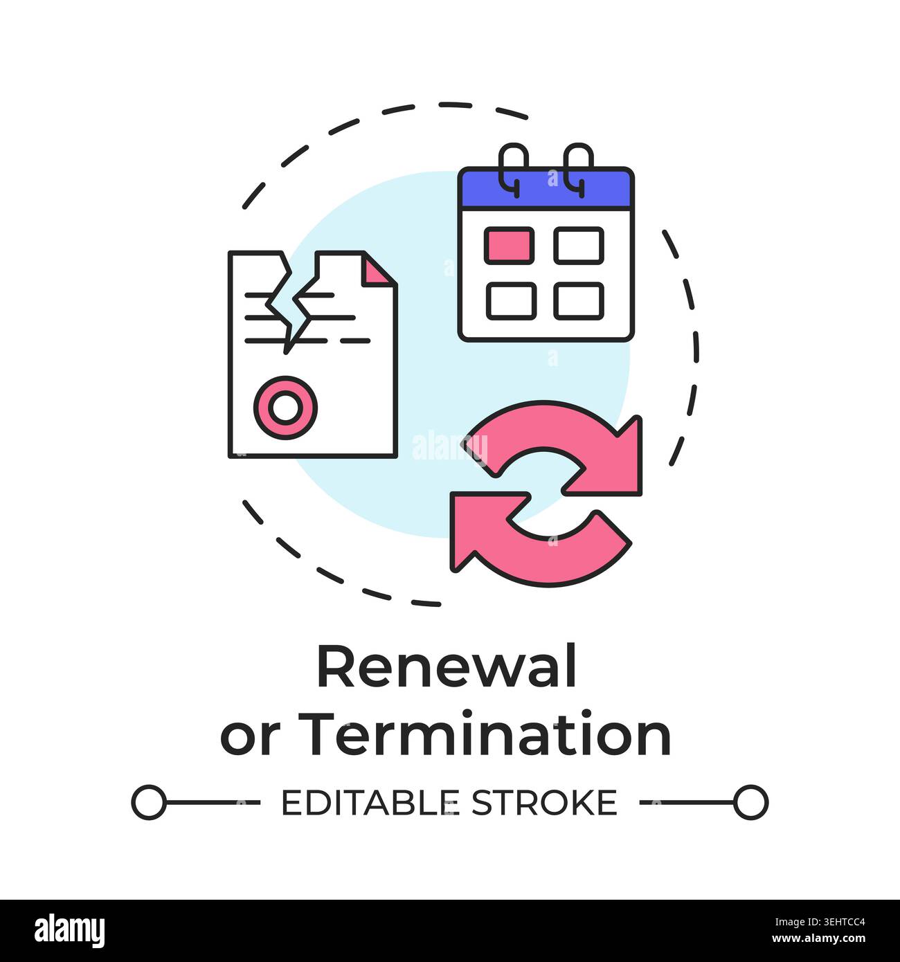 Renewal and termination multi color concept icon Stock Vector