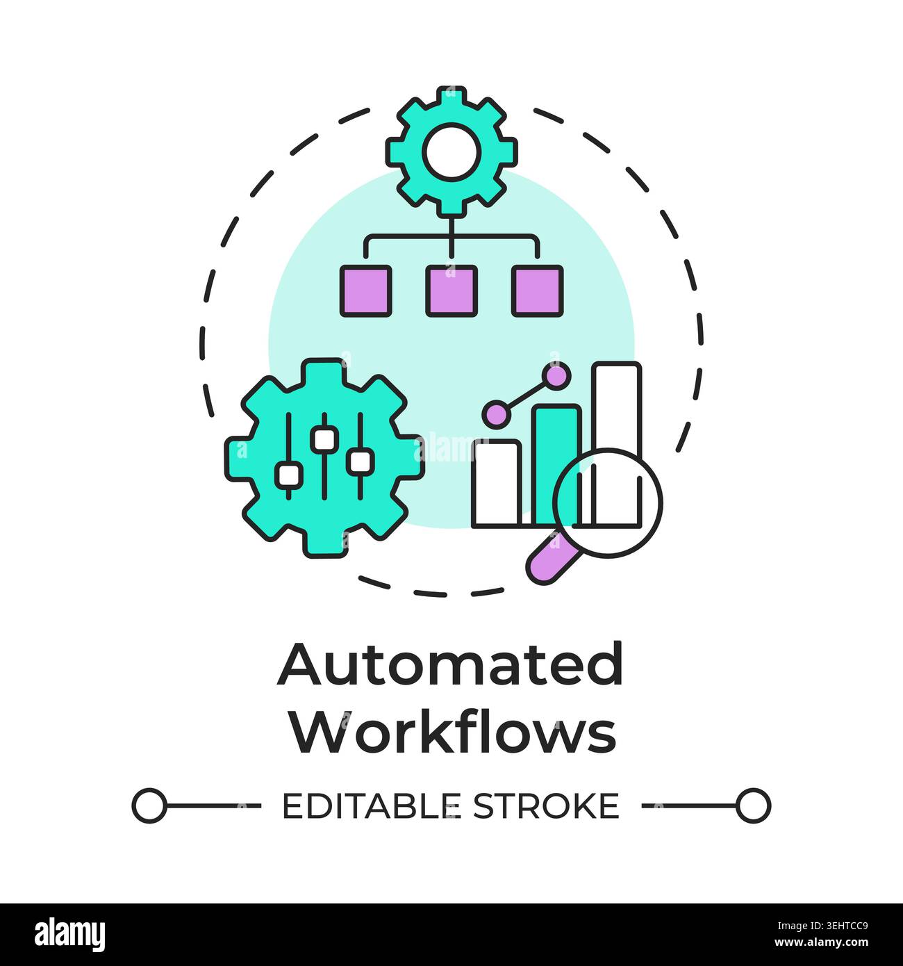 Automated workflows multi color concept icon Stock Vector