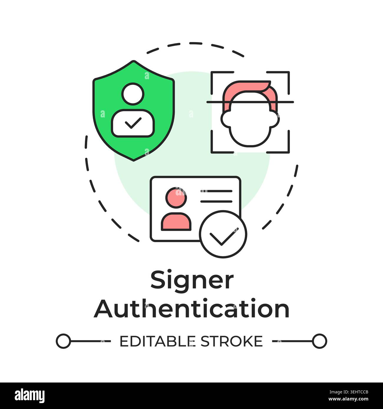 Signer authentication multi color concept icon Stock Vector