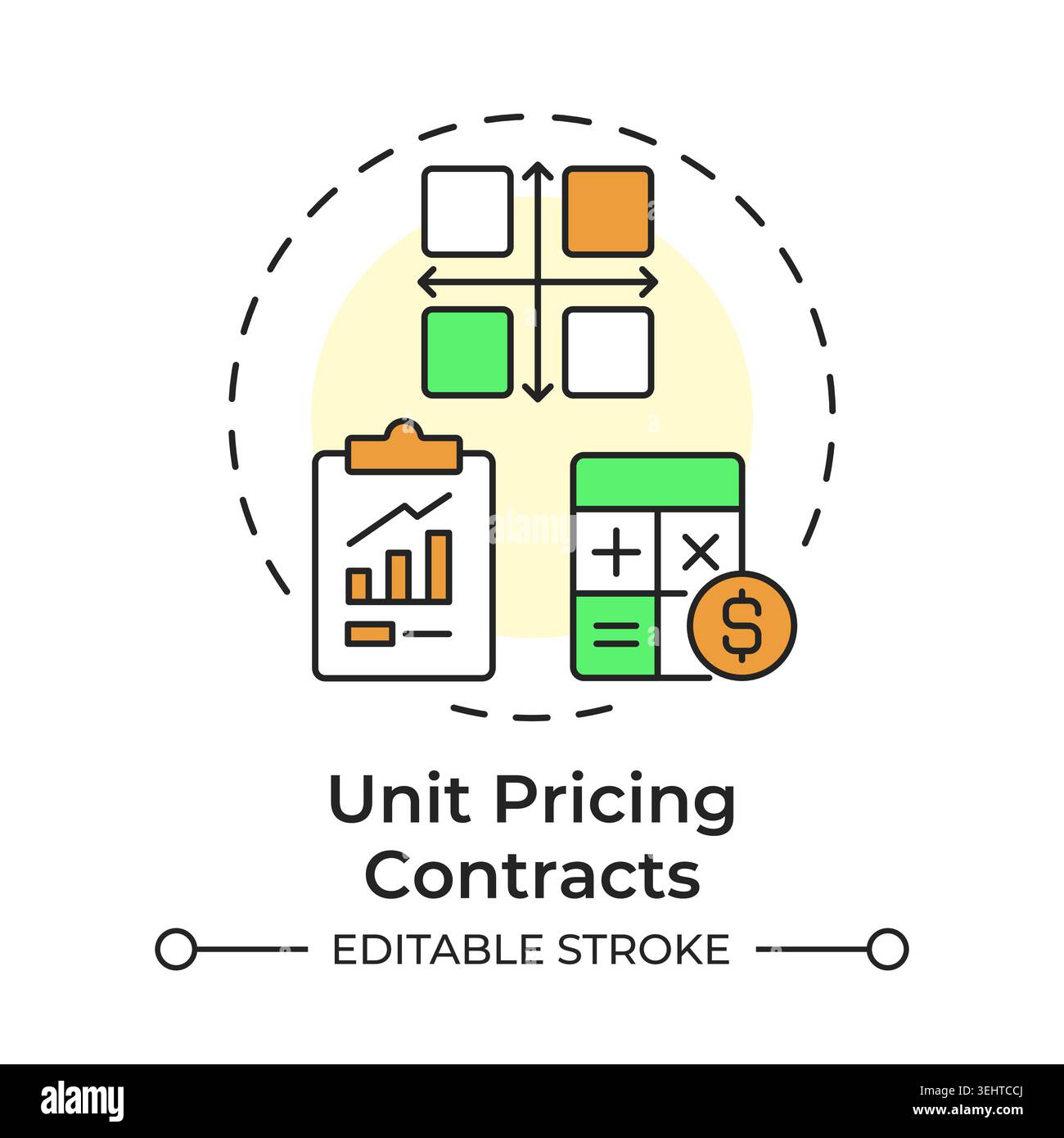 Unit pricing contracts multi color concept icon Stock Vector