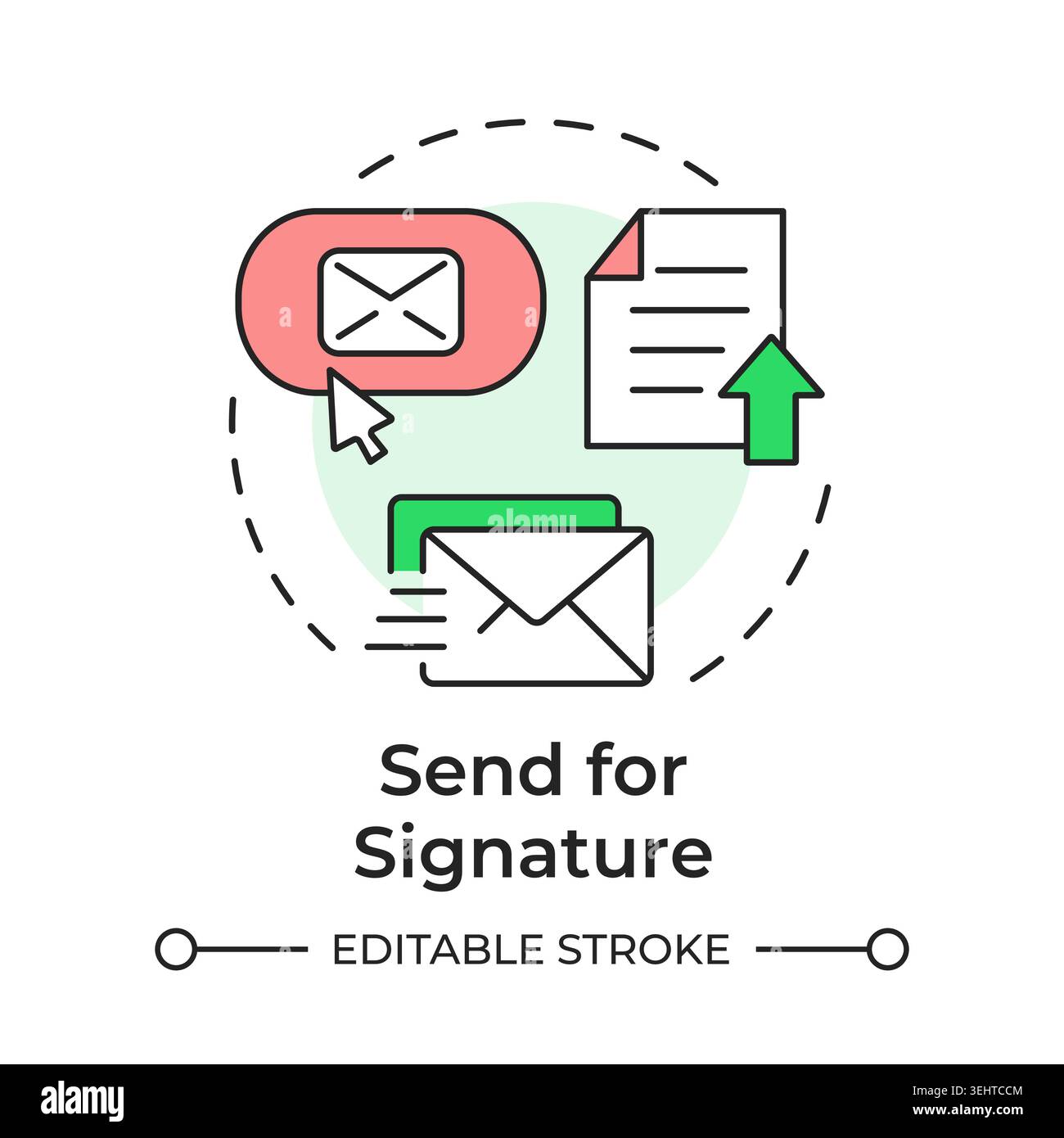 Send for signature multi color concept icon Stock Vector