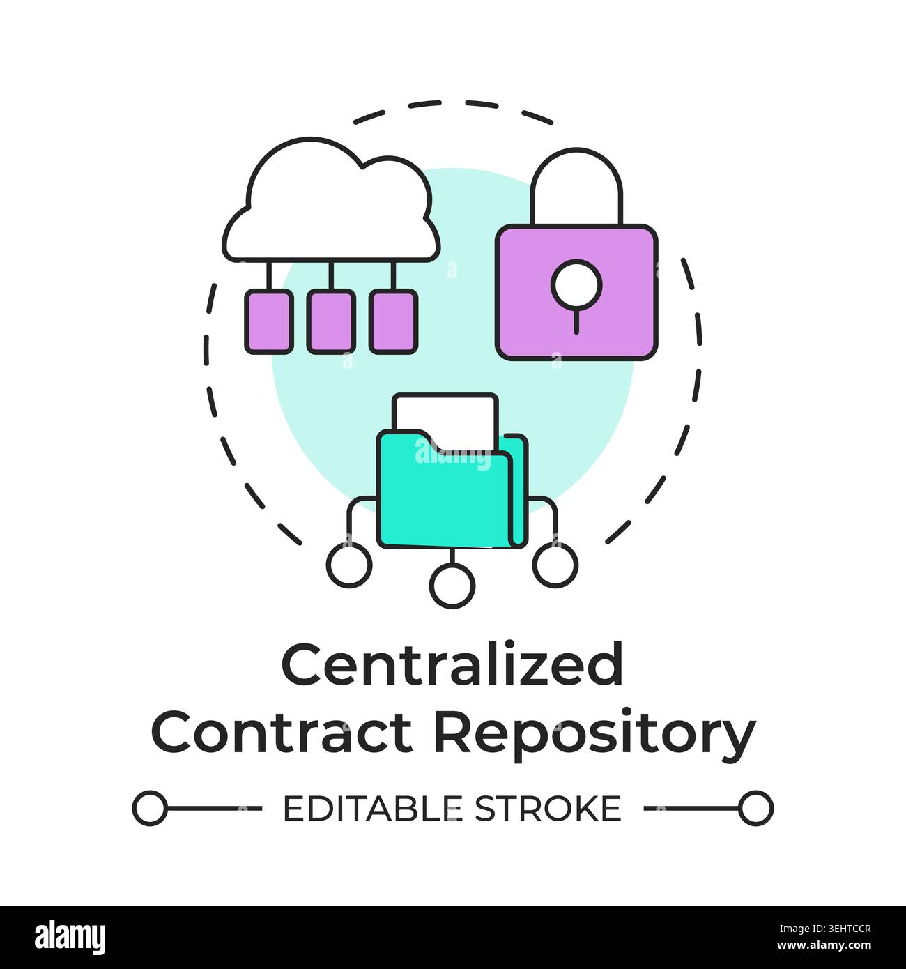 Centralized contract repository multi color concept icon Stock Vector