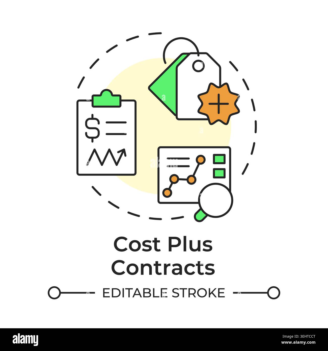 Cost plus contracts multi color concept icon Stock Vector