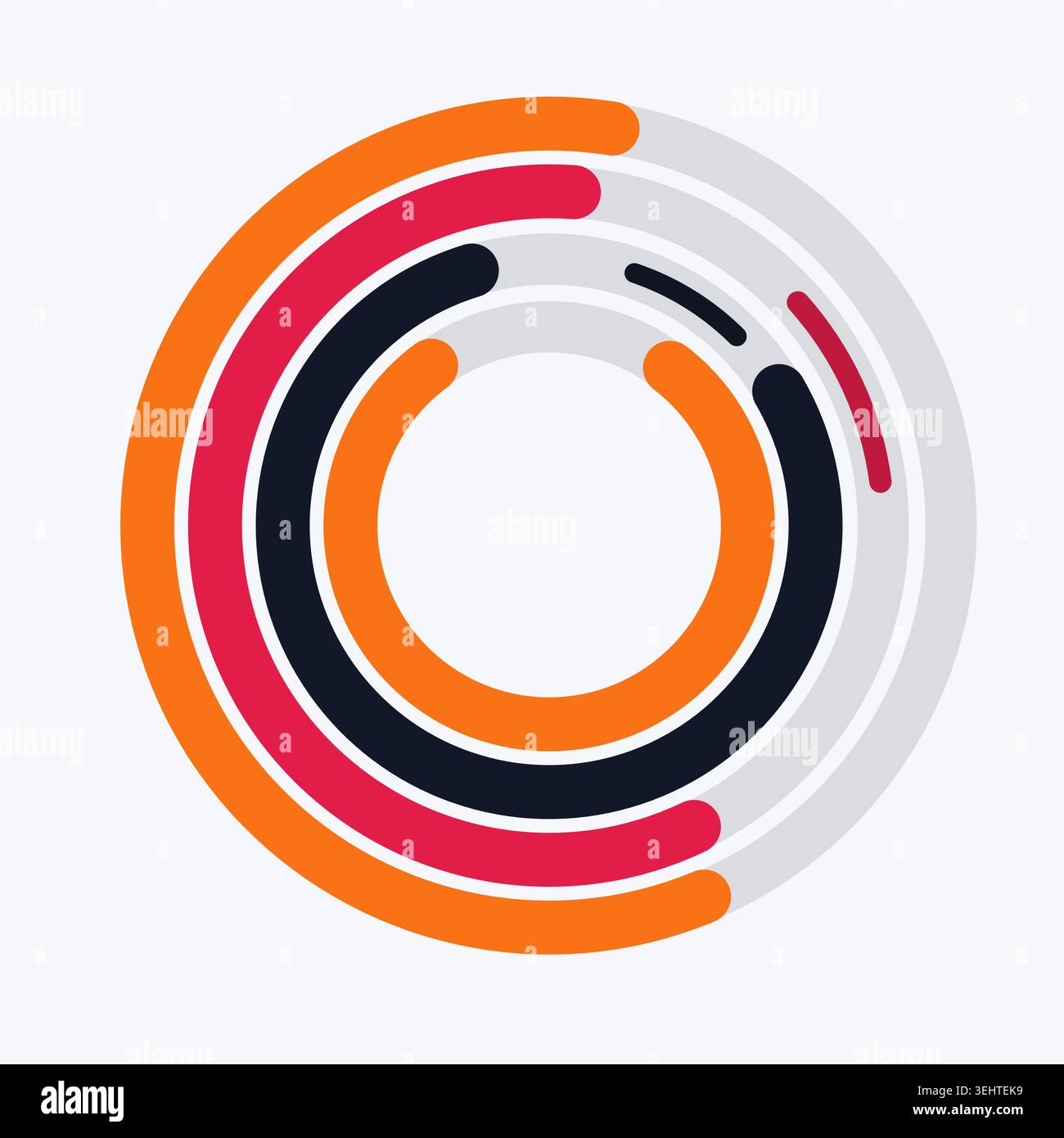 Vibrant circular composition built from bold rounded ring segments Stock Vector