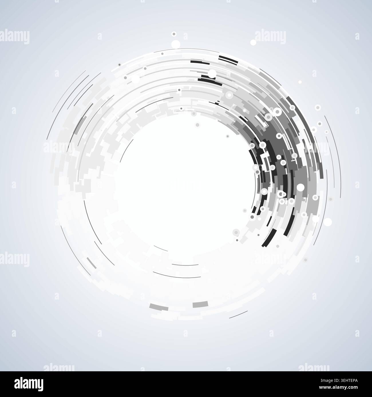 Abstract digital ring interface made from layered geometric arc blocks Stock Vector