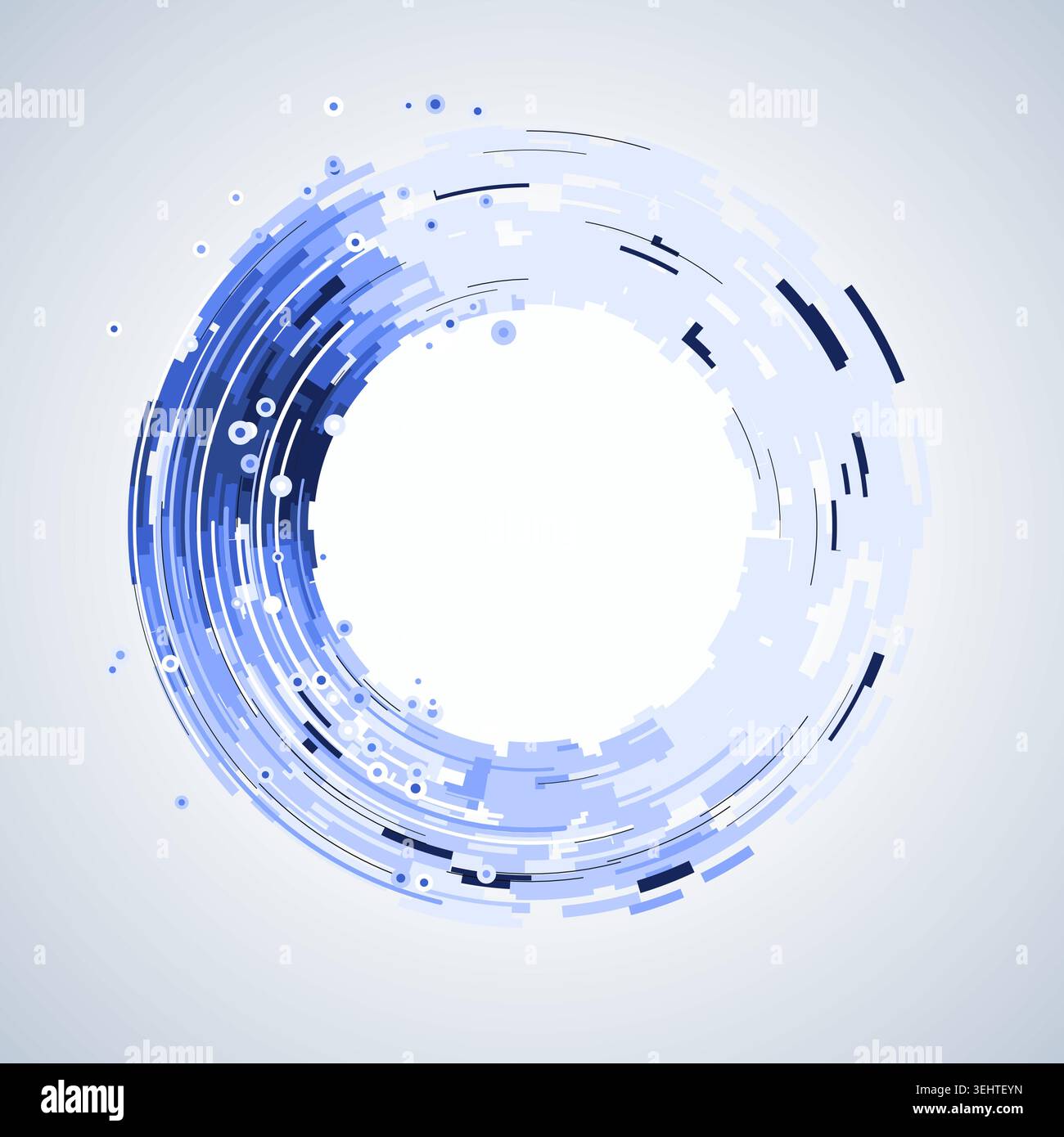 Concentric circular tech segments with dynamic blue glow accents Stock Vector