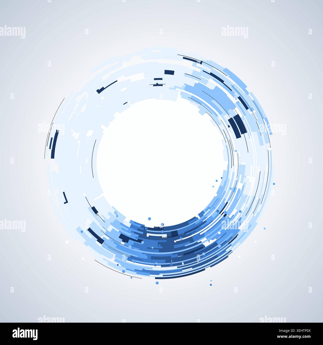 Concentric circular tech segments with dynamic blue glow accents Stock Vector