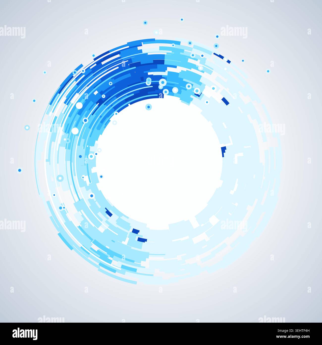 Concentric circular tech segments with dynamic blue glow accents Stock Vector