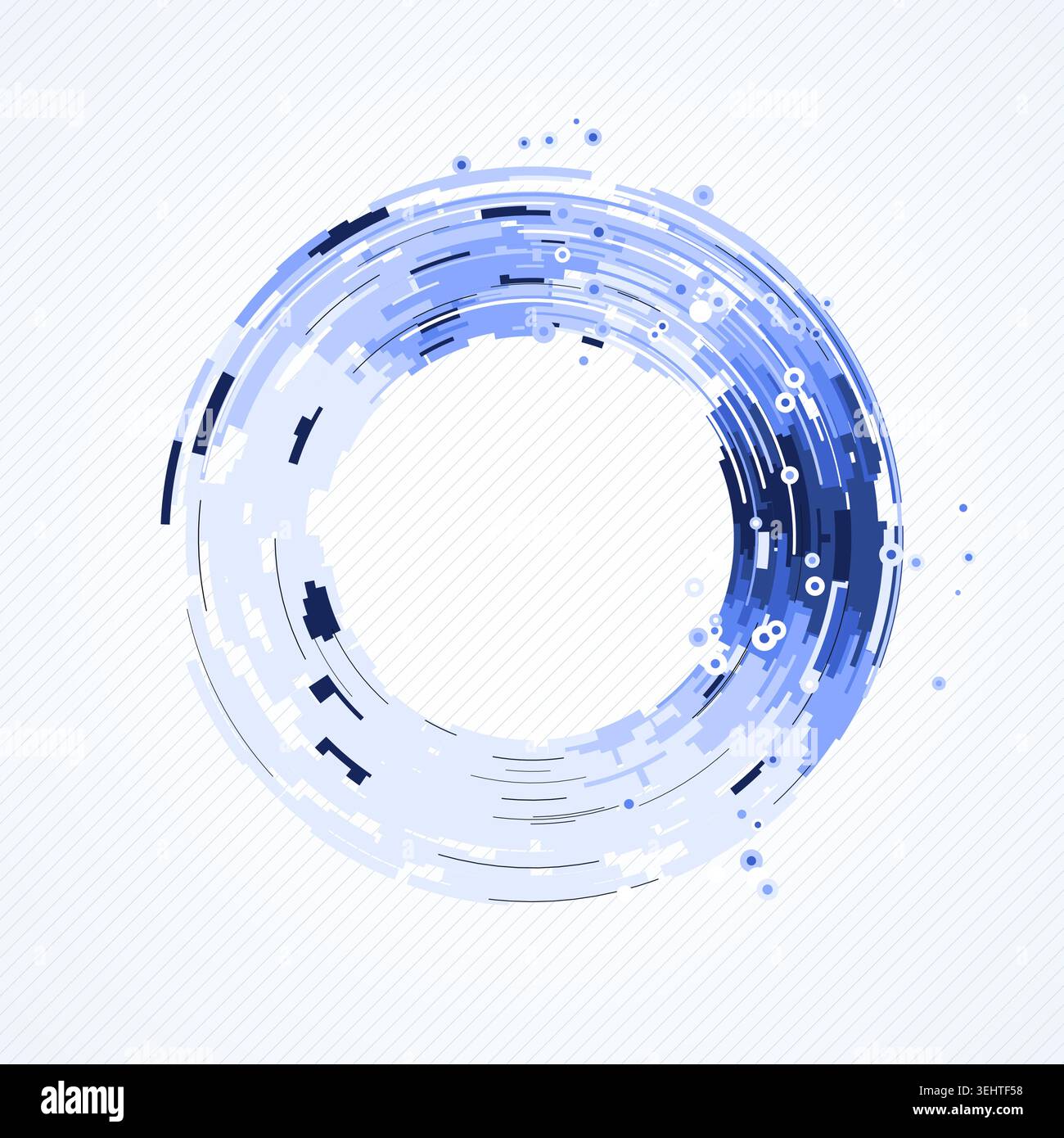 Concentric circular tech segments with dynamic blue glow accents Stock Vector