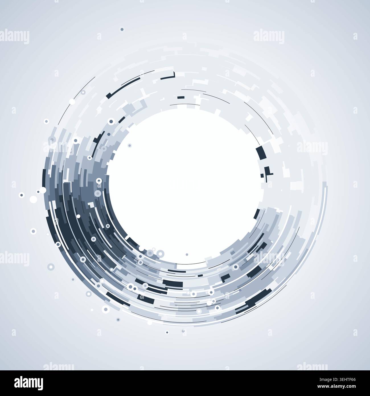 Abstract digital ring interface made from layered geometric arc blocks Stock Vector