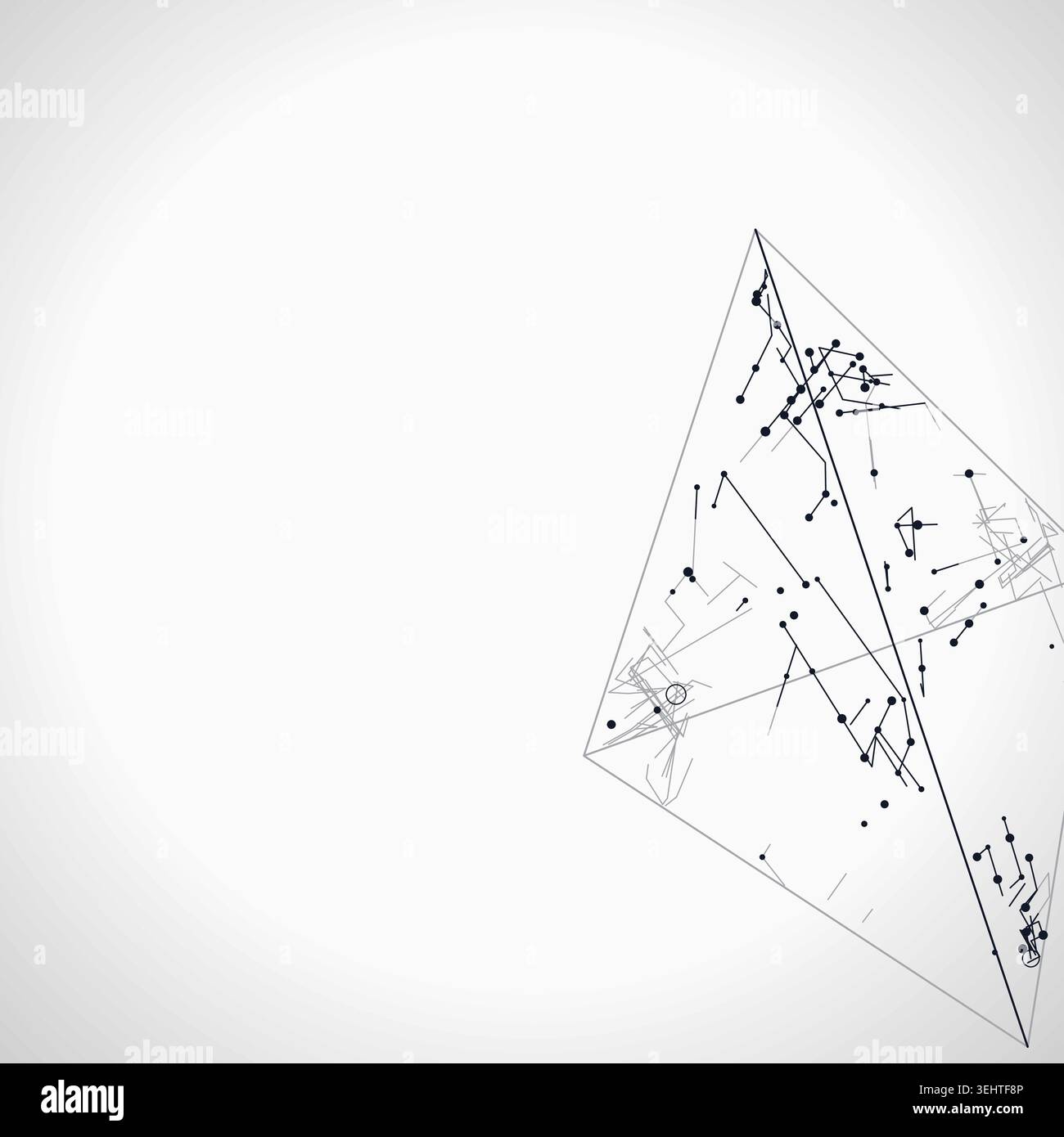 Abstract futuristic pyramid structure rendered as a clean geometric network background Stock Vector