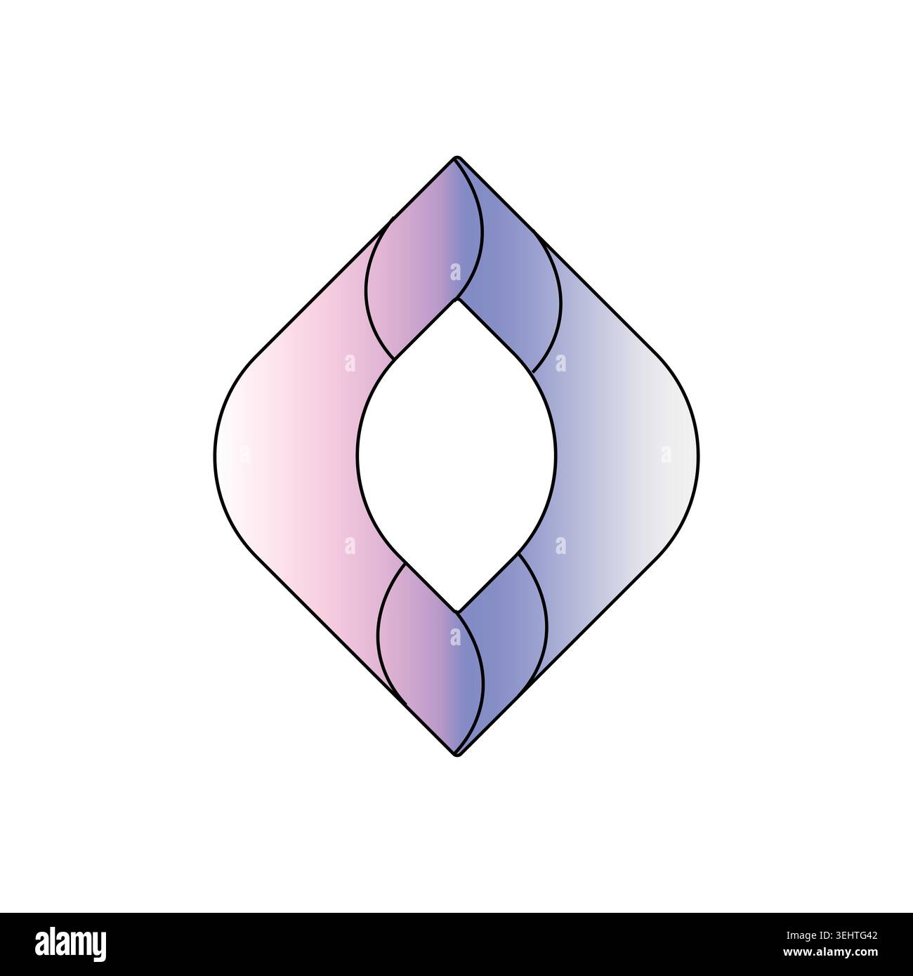 Diamond vector shape. Overlapping fluid element. Gradient pink purple design. Elegant luxury emblem. Stock Vector