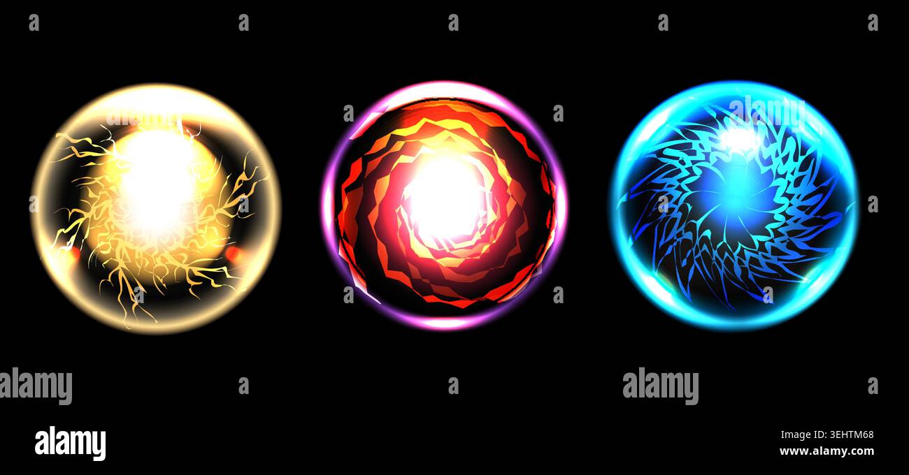 Magic light orb game spheres Stock Vector