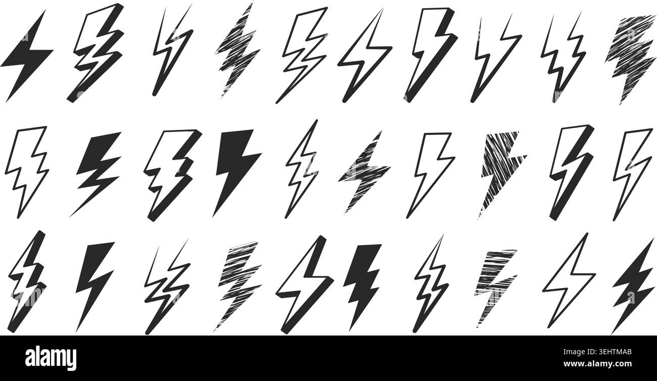 Lightning icon set Stock Vector