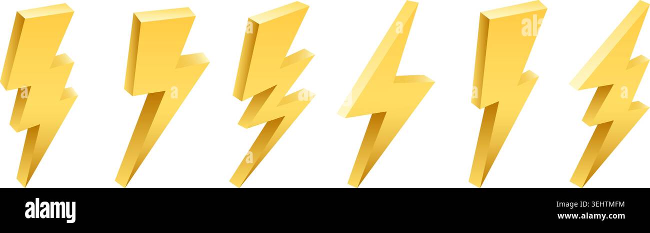 Gold lightnings set Stock Vector