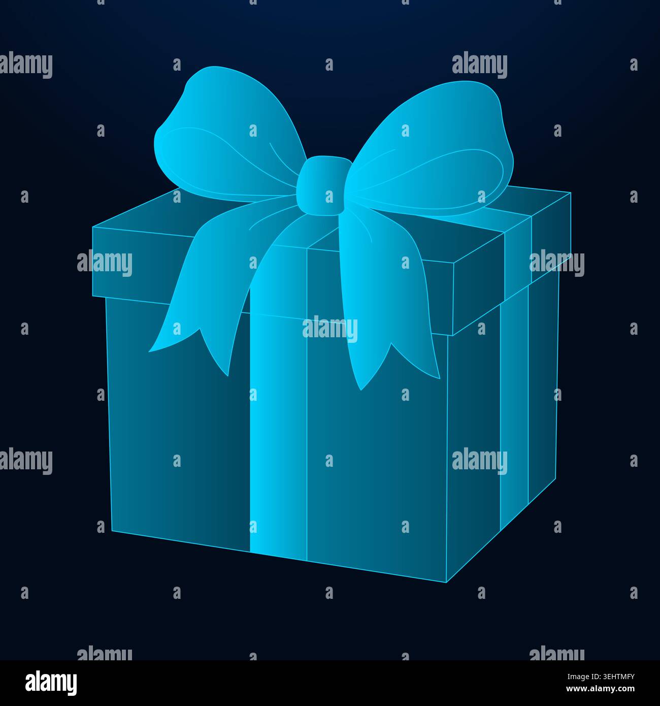 Gift box icon with big bow on dark background. Stock Vector