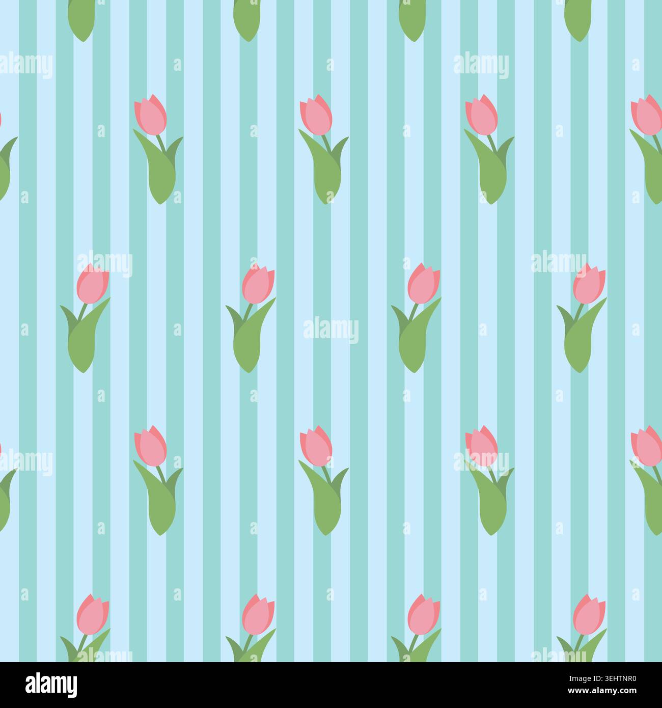 Simple striped pattern with tulips Stock Vector