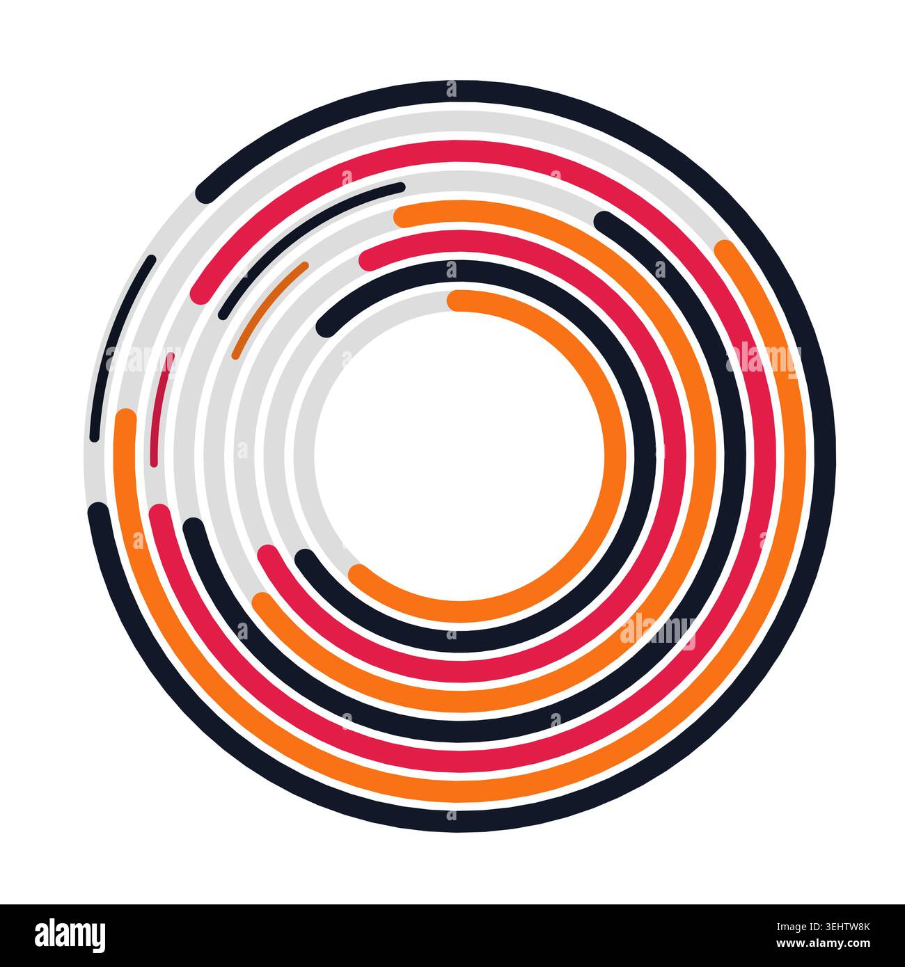 Vibrant circular composition built from bold rounded ring segments Stock Vector